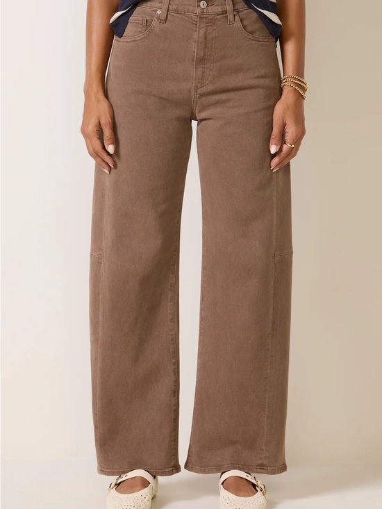 PAIGE Denim - Wide Leg High-Rise Women’s Jeans in Brown